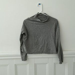 Everlane Grey Stripe Mockneck Tee